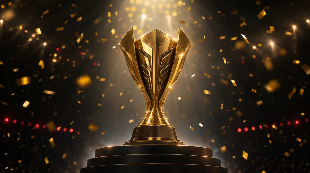 Free Fire World Series – the championship trophy on stage