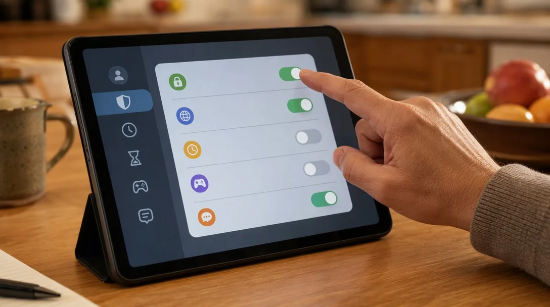 Roblox parental controls – adjusting privacy settings on a tablet